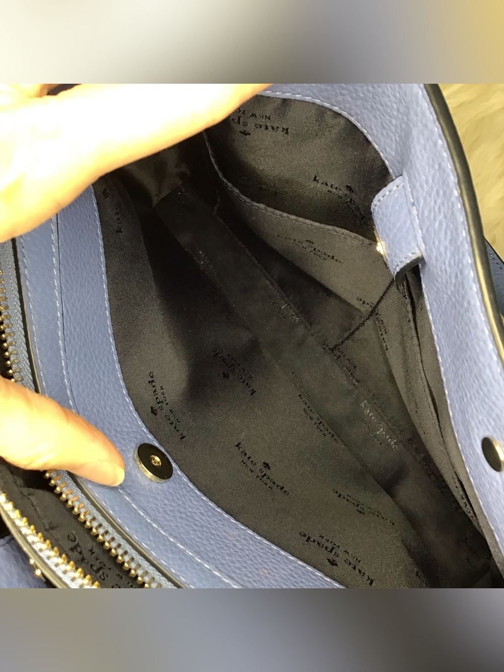 Kate spade triple compartment Leila pebble leather in fresh blue - Picture 12 of 16